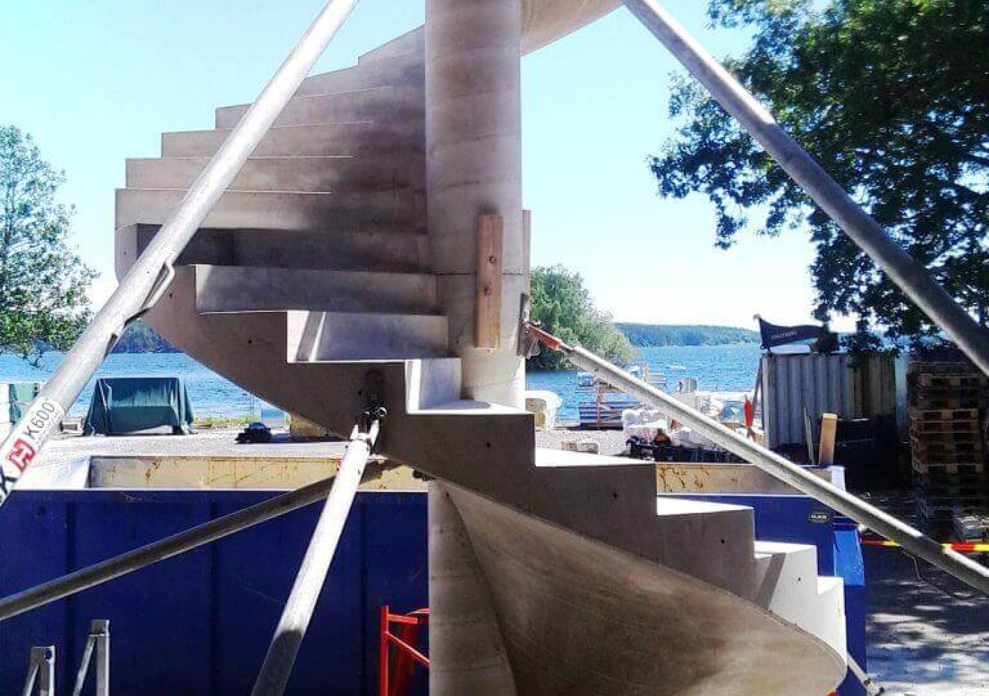 Prefabricated concrete and terrazzo stairs